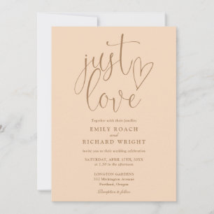 Just Love Modern QR Code Soft Peach Wedding Invitation