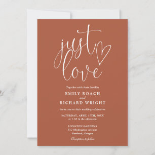 Just Love Modern QR Code Terracotta Wedding Invitation