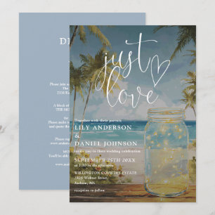 Just Love Ocean Beach Mason Jar All In One Wedding Invitation