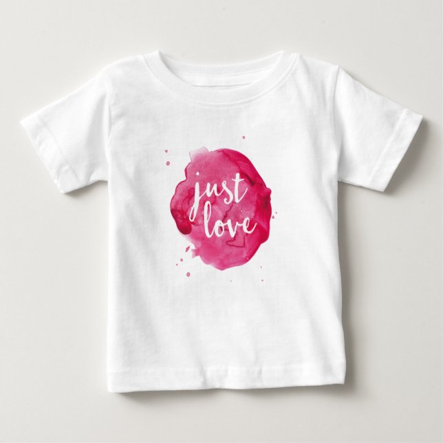 Just Love pink watercolor kids T-shirt (Front)