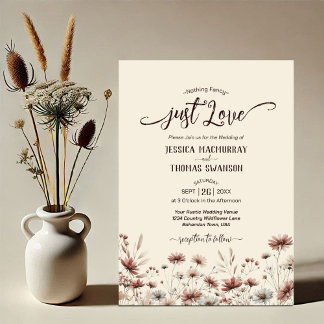 Just Love! Rustic Boho Chic Wildflowers Wedding Invitation