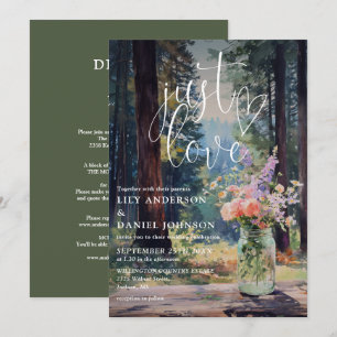Just Love Rustic Forest Floral All In One Wedding Invitation