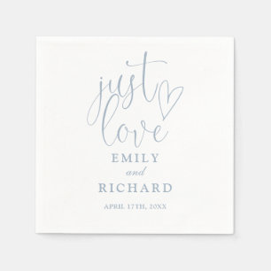 Just Love Script Elegant Dusty Blue Wedding Napkin