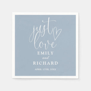 Just Love Script Elegant Dusty Blue Wedding Napkin