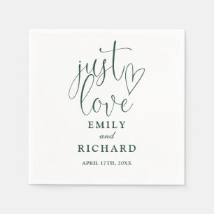 Just Love Script Elegant Emerald Green Wedding Napkin
