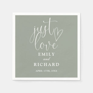 Just Love Script Elegant Sage Green Wedding Napkin