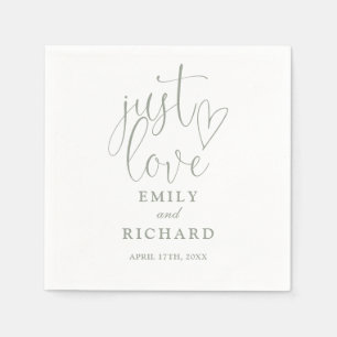 Just Love Script Elegant Sage Green Wedding Napkin