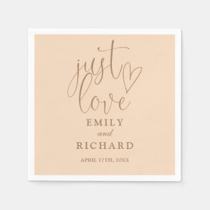 Just Love Script Elegant Soft Peach Wedding Napkin