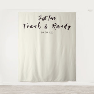 Just Love Simple Ecru Wedding Wall Backdrop Tapestry