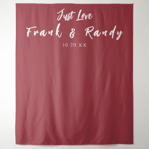 Just Love Simple Vintage Red Wedding Wall Backdrop Tapestry