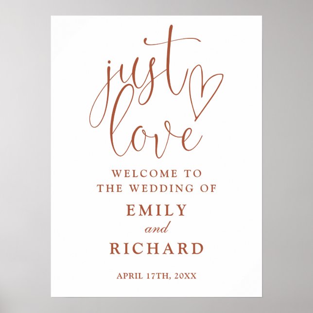 Just Love Terracotta Wedding Welcome Sign (Front)