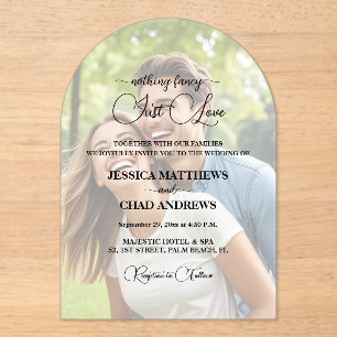 Just Love Text Overlay Photo Wedding  Acrylic Invitations