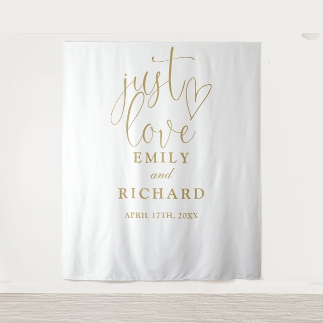 Just LoveChic Gold Wedding Photo Backdrop Tapestry (Front)