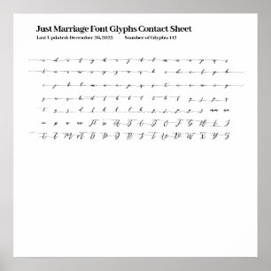 Just Marriage Font Glyphs Contact Sheet Poster