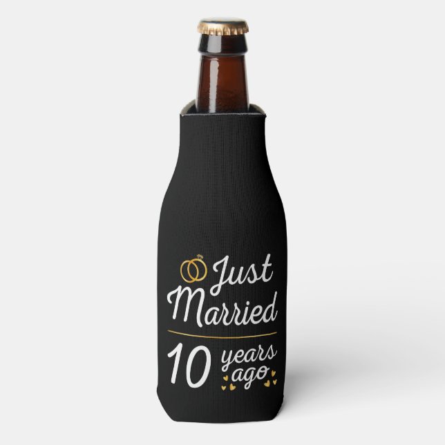 Just Married 10 Years Ago II Bottle Cooler (Bottle Front)