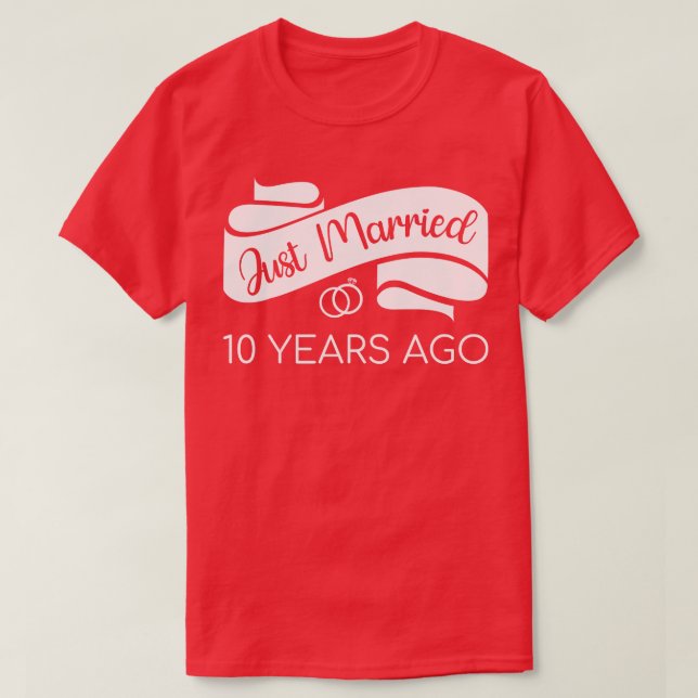 Just Married 10 Years Ago V T-Shirt (Design Front)