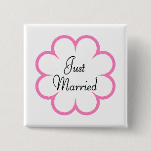 Just Married 15 Cm Square Badge