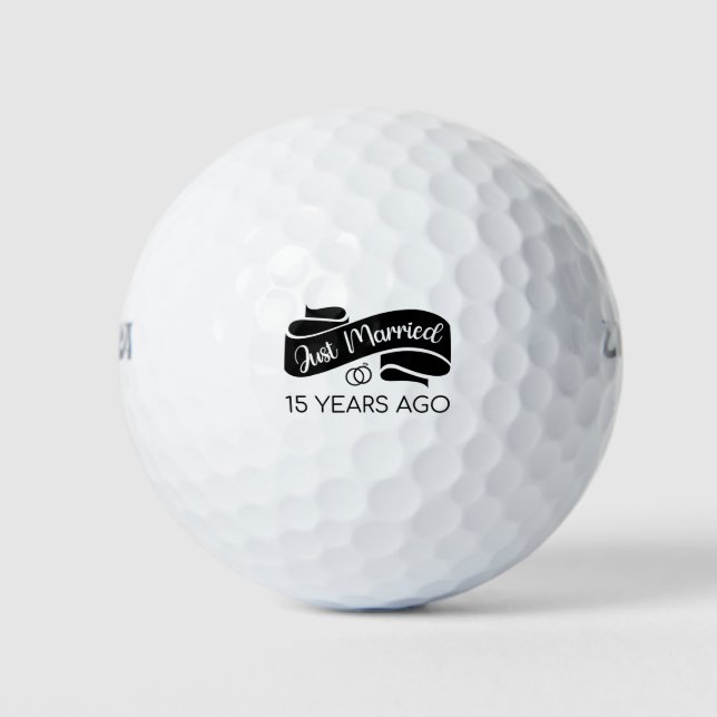 Just Married 15 Years Ago V Golf Balls (Front)