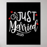 Just Married 2025 - Bride & Groom Wedding Ring
