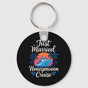 Just Married 2025 Honeymoon Wedding Ring Matching Key Ring