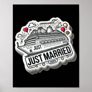 Just Married 2025 Wedding Rings Matching Couple Ne Poster