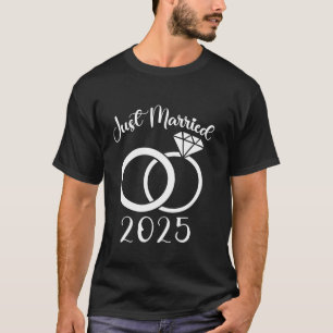 Just Married 2025 Wedding Rings Matching Couple Ne T-Shirt