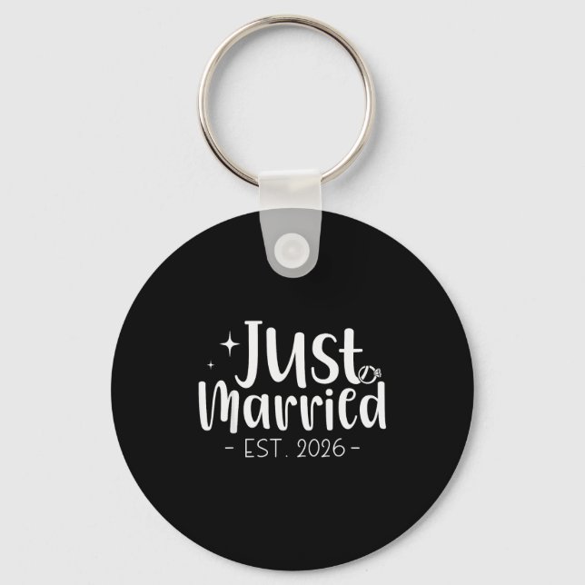 Just Married 2026 Honeymoon Wedding Couples Fiance Key Ring (Front)