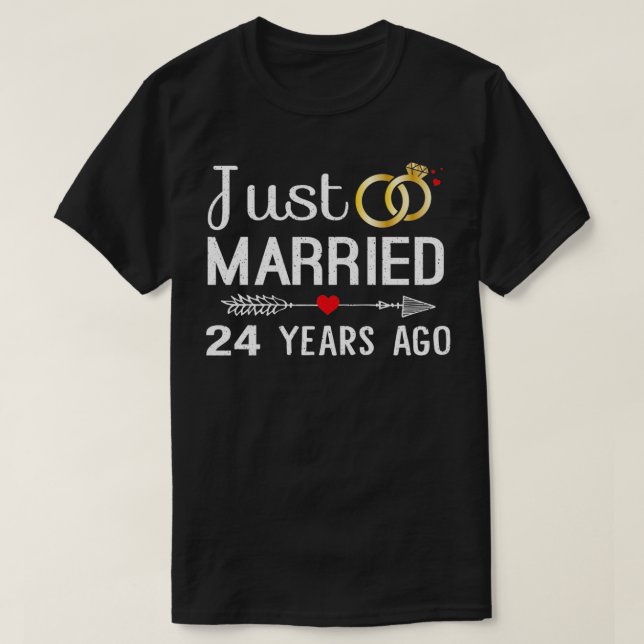 Just Married 24 Years Ago 24th Anniversary Gift fo T-Shirt (Design Front)