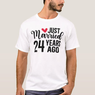 Just Married 24 Years Ago Matching 24Th Wedding An T-Shirt