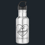 Just Married 25 Years Ago III 532 Ml Water Bottle<br><div class="desc">Cute design, perfect for anyone who's been married for 25 years and to a wedding vow renewal ceremony. It makes a great matching outfit for couples! 'Just Married 25 Years Ago' quote for a couple who got married 25 years ago or a couple renewing wedding vows on their silver anniversary....</div>