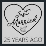 Just Married 25 Years Ago III Photo Print<br><div class="desc">Cute design, perfect for anyone who's been married for 25 years and to a wedding vow renewal ceremony. It makes a great matching outfit for couples! 'Just Married 25 Years Ago' quote for a couple who got married 25 years ago or a couple renewing wedding vows on their silver anniversary....</div>