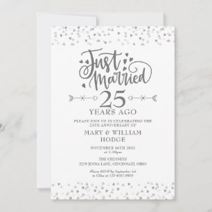 Just Married 25th Wedding Anniversary Invitation