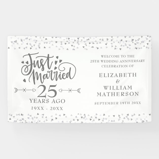 Just Married 25th Wedding Anniversary Welcome Sign (Horizontal)
