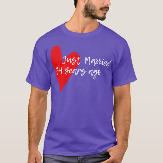 Just Married 34 Years Ago Wife Hus Anniversary Gif T-Shirt