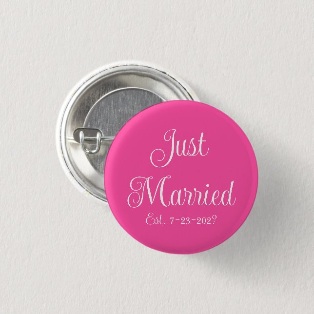 Just Married  3 Cm Round Badge (Front & Back)
