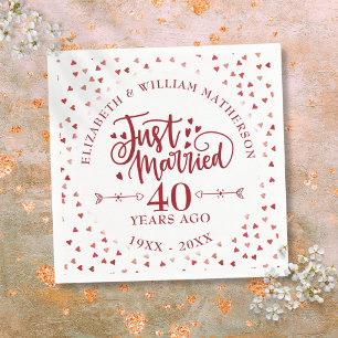 Just Married 40th Wedding Anniversary Napkin
