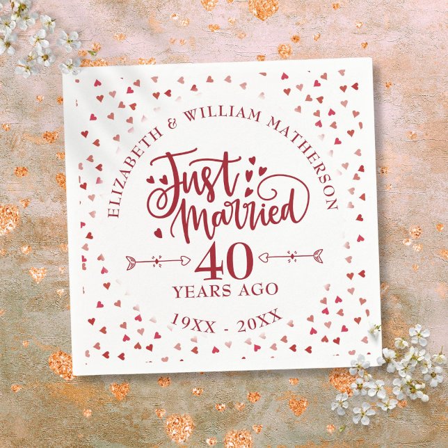 Just Married 40th Wedding Anniversary Napkin (Just Married 40th Wedding Anniversary Napkins)