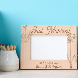 Just married 50 year ago wedding anniversary etched frames