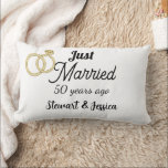 Just married 50 year ago wedding anniversary lumbar cushion<br><div class="desc">Just married 50 years ago personalized 50th wedding Anniversary simple couple lumber pillow. . Perfect gift for married couple who are celebrating 50 years together married.</div>
