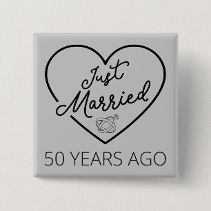 Just Married 50 Years Ago III 15 Cm Square Badge