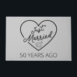 Just Married 50 Years Ago III Doormat<br><div class="desc">Cute design, perfect for anyone who's been married for 50 years and to a wedding vow renewal ceremony. It makes a great matching outfit for couples! 'Just Married 50 Years Ago' quote for a couple who got married 50 years ago or a couple renewing wedding vows on their golden anniversary....</div>