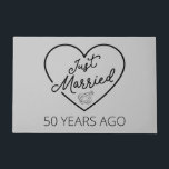 Just Married 50 Years Ago III Doormat<br><div class="desc">Cute design, perfect for anyone who's been married for 50 years and to a wedding vow renewal ceremony. It makes a great matching outfit for couples! 'Just Married 50 Years Ago' quote for a couple who got married 50 years ago or a couple renewing wedding vows on their golden anniversary....</div>