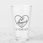 Just Married 50 Years Ago III Glass<br><div class="desc">Cute design, perfect for anyone who's been married for 50 years and to a wedding vow renewal ceremony. It makes a great matching outfit for couples! 'Just Married 50 Years Ago' quote for a couple who got married 50 years ago or a couple renewing wedding vows on their golden anniversary....</div>