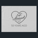 Just Married 50 Years Ago III Tablecloth<br><div class="desc">Cute design, perfect for anyone who's been married for 50 years and to a wedding vow renewal ceremony. It makes a great matching outfit for couples! 'Just Married 50 Years Ago' quote for a couple who got married 50 years ago or a couple renewing wedding vows on their golden anniversary....</div>