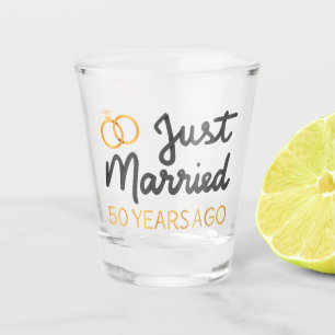 Just Married 50 Years Ago IV Shot Glass