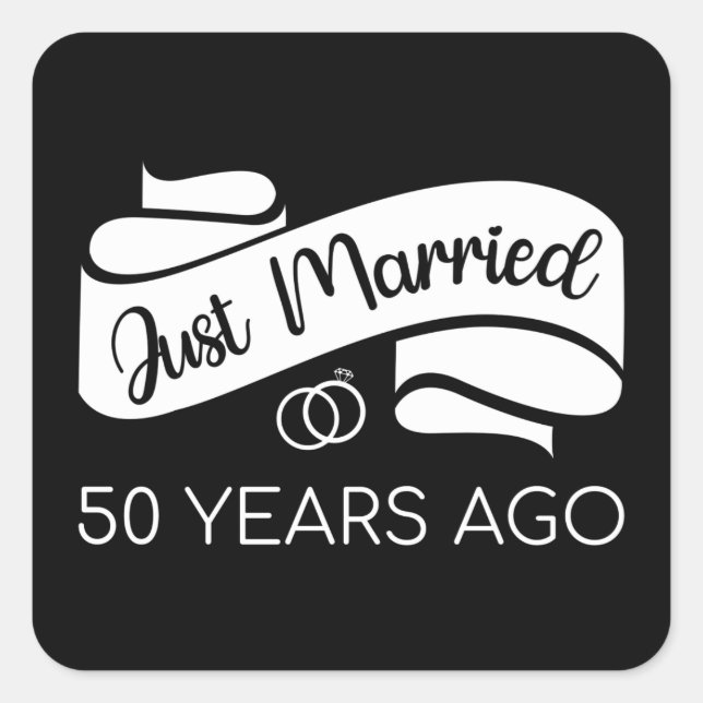 Just Married 50 Years Ago V Square Sticker (Front)