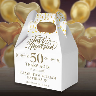 Just Married 50th Golden Wedding Anniversary Favour Box