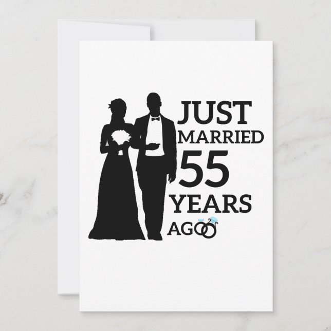 Just Married 55 Years Ago, 55th Anniversary Couple Invitation (Front)
