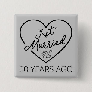 Just Married 60 Years Ago III 15 Cm Square Badge