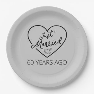 Just Married 60 Years Ago III Paper Plate